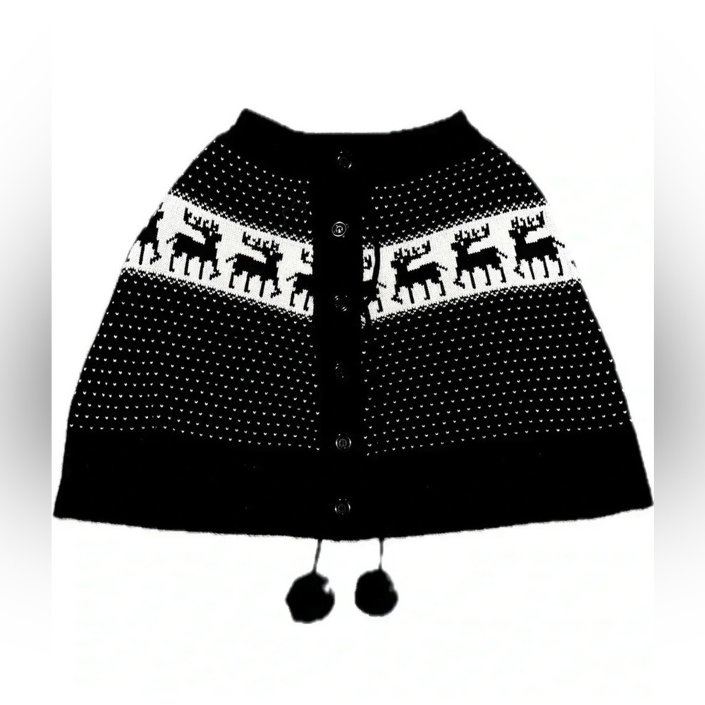Pol sweater skirt medium button up moose deer elk folk ski mountain